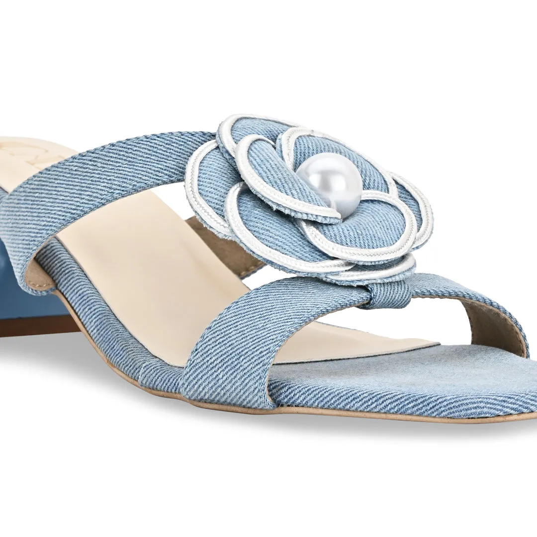 Denim Flower Heel