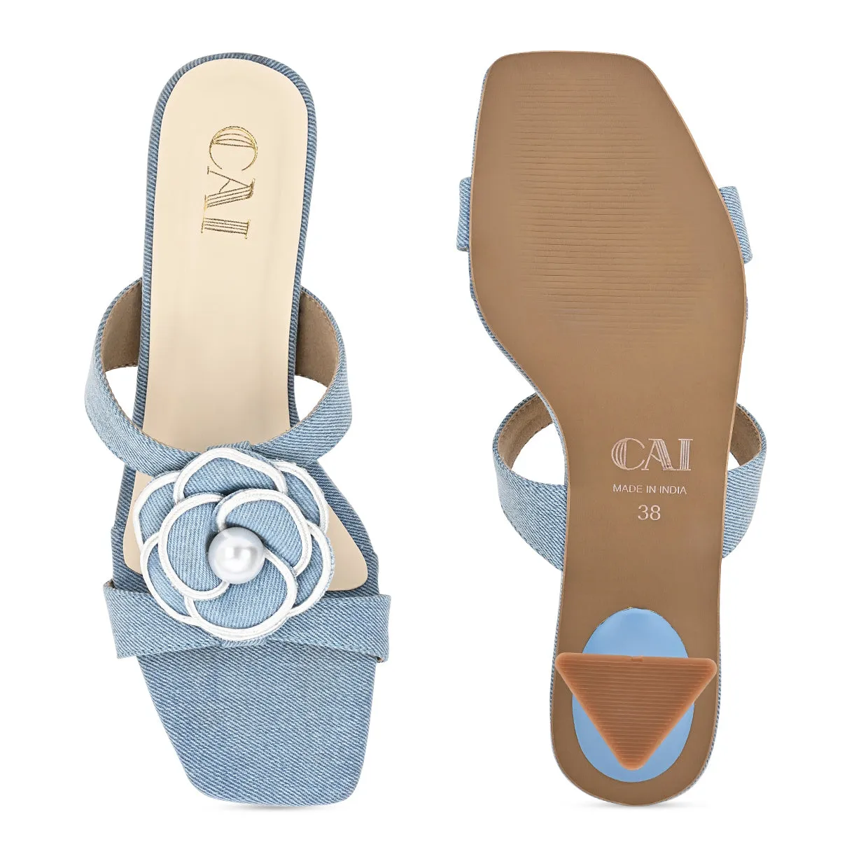 Denim Flower Heel