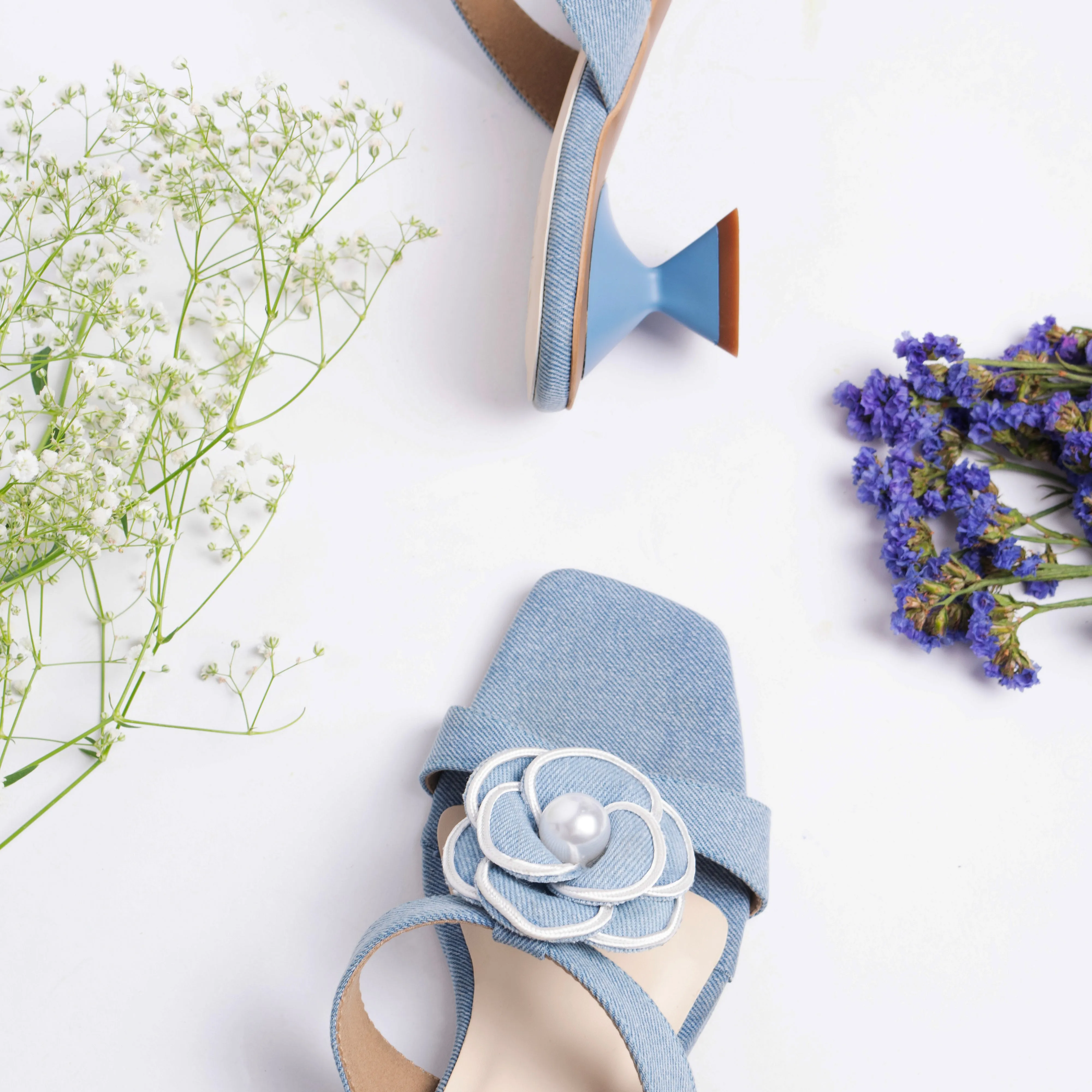 Denim Flower Heel