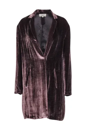 Diega - Brown Print Velvet Long Blazer Sz L