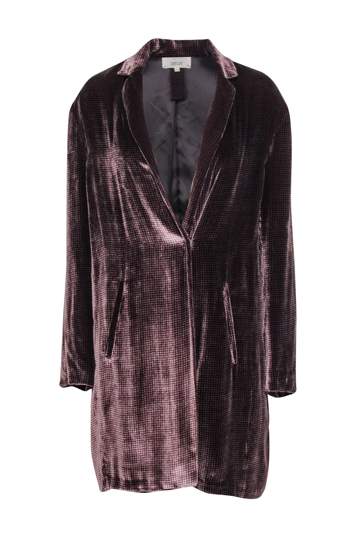 Diega - Brown Print Velvet Long Blazer Sz L