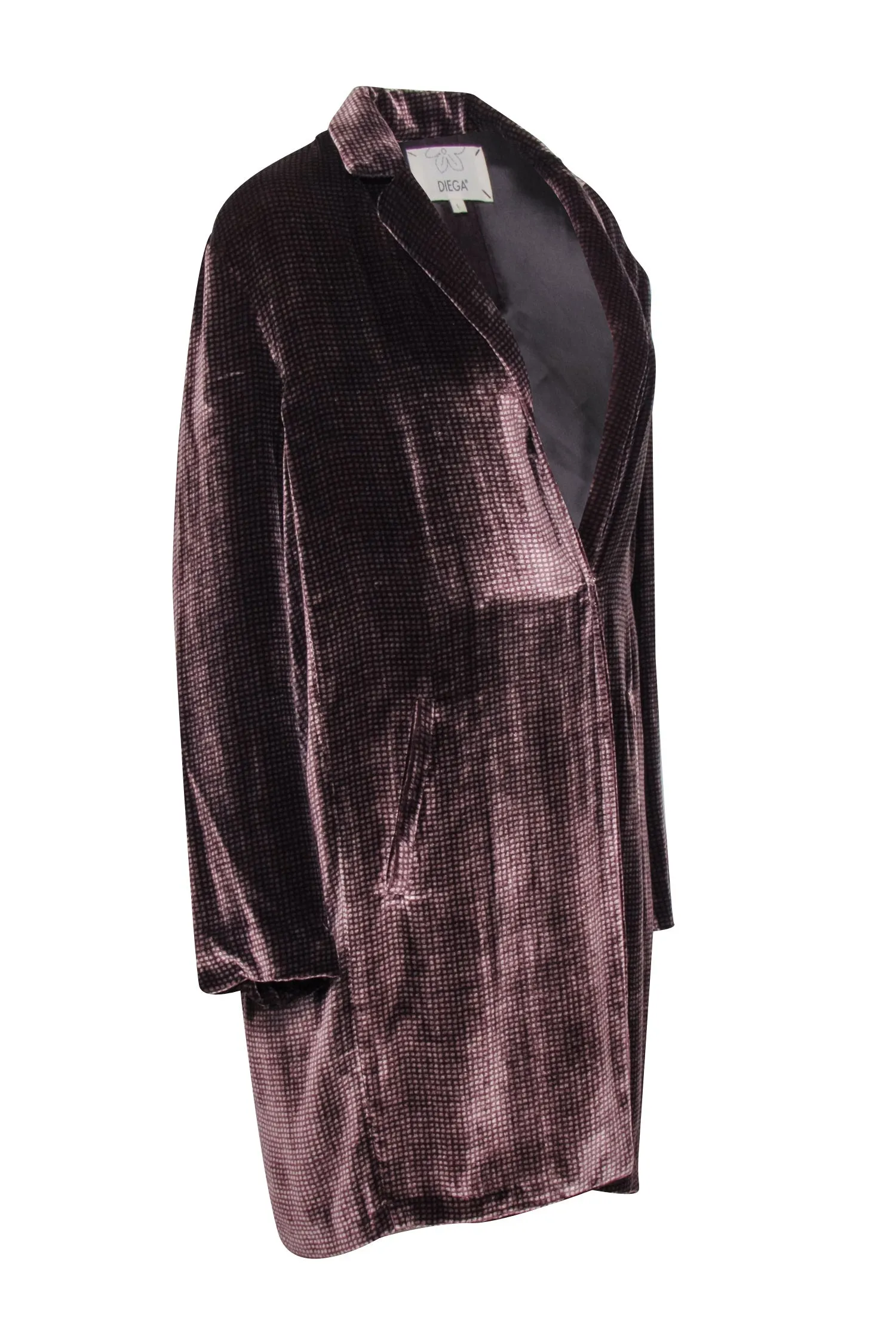 Diega - Brown Print Velvet Long Blazer Sz L