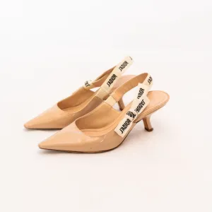 Dior Nude Patent Leather J'adior Slingback Pumps  37.5