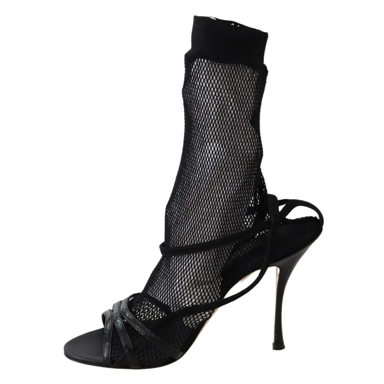 Dolce & Gabbana Chic Black Mesh Stiletto Sandals
