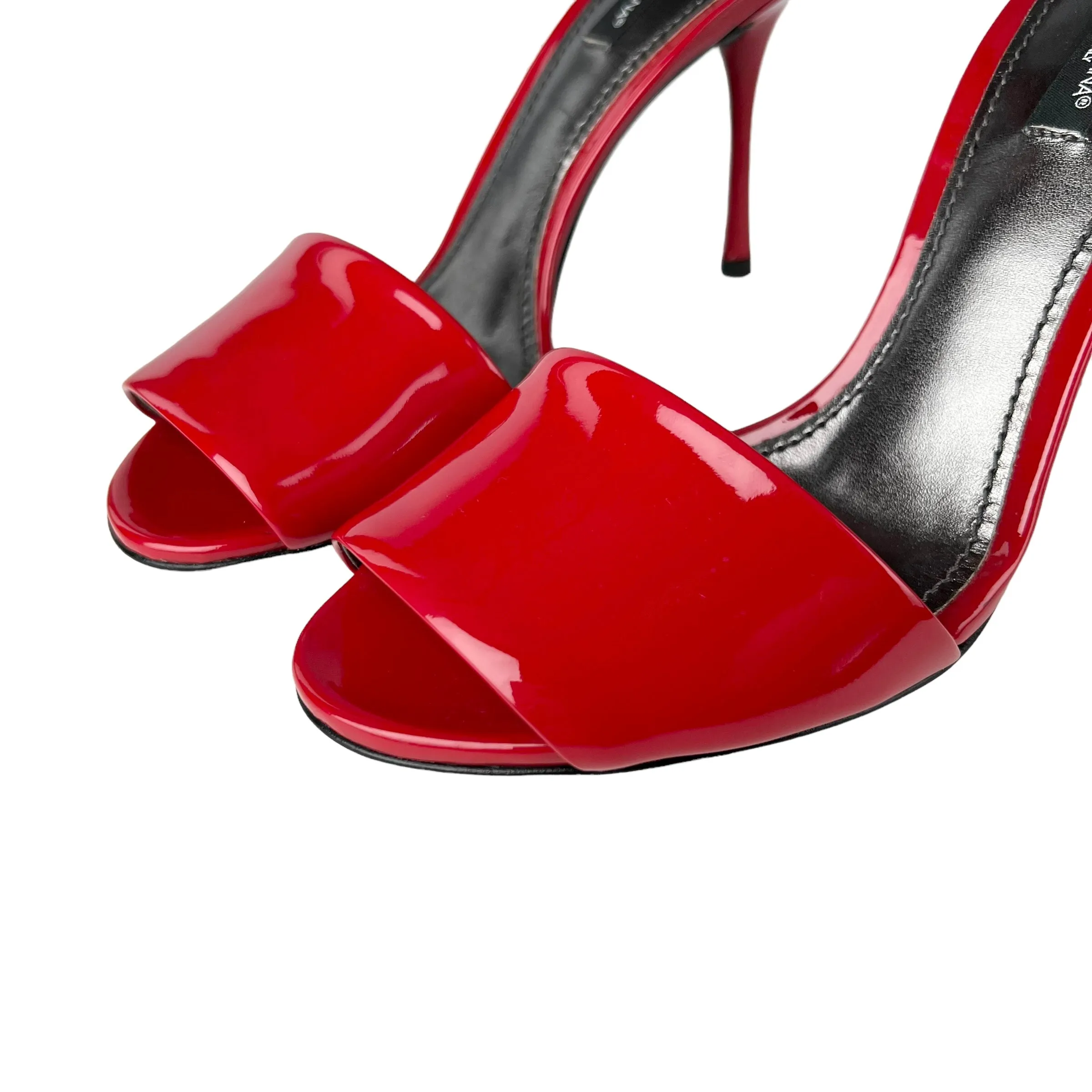 Dolce & Gabbana Patent Red Ankle Strap Open Toe Heels