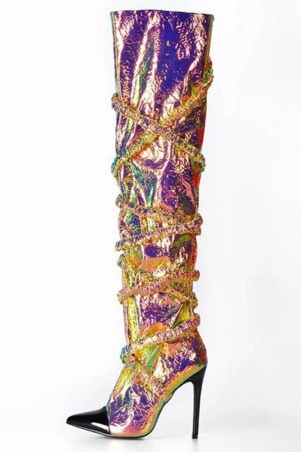 Dream Land Metallic Knee High Gold Boots