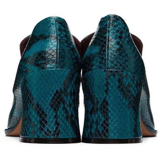 Dries Van Noten Blue Snake Oxford Heels