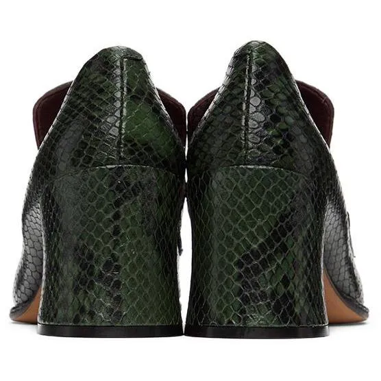 Dries Van Noten Green Snake Oxford Heels