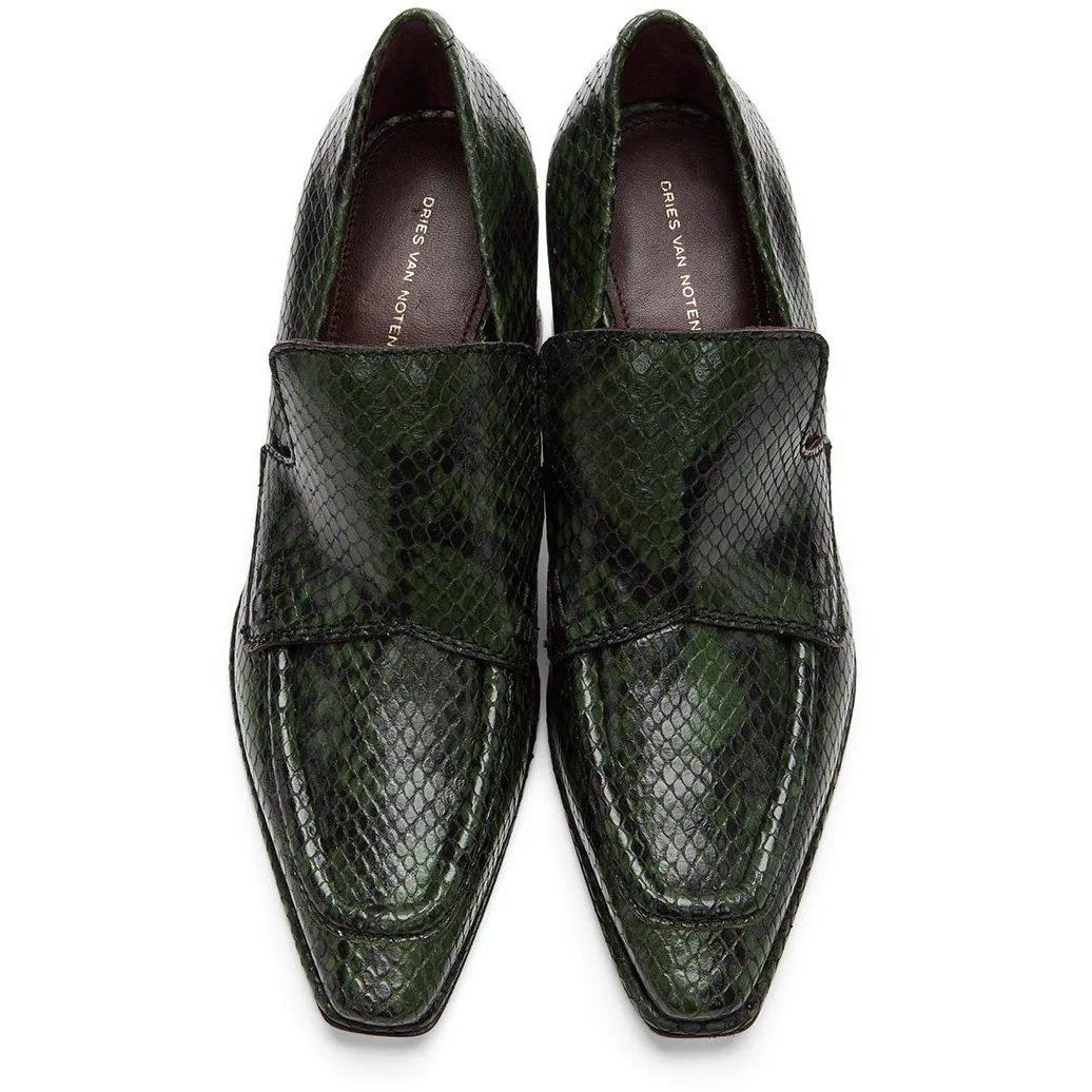 Dries Van Noten Green Snake Oxford Heels