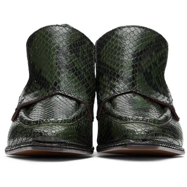 Dries Van Noten Green Snake Oxford Heels