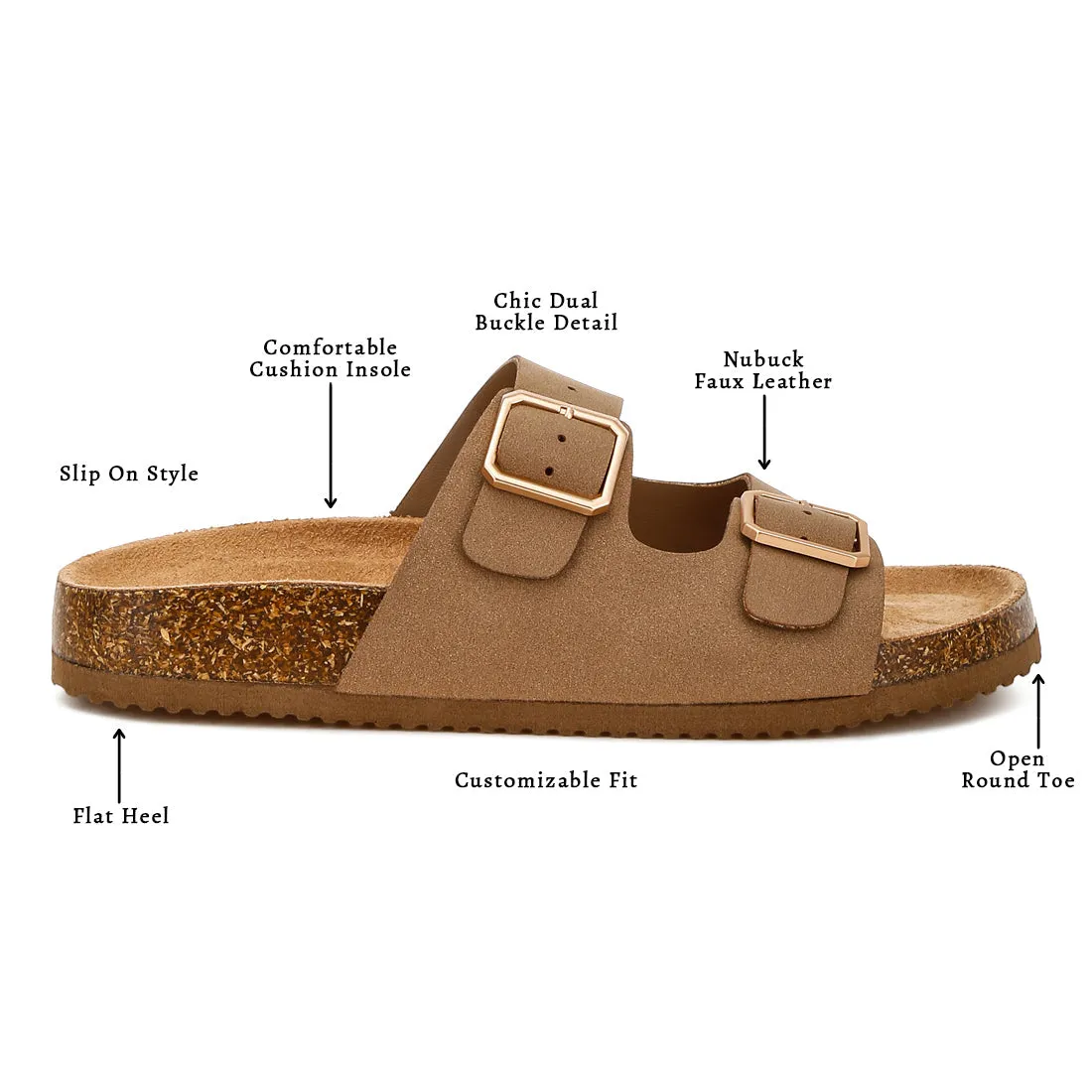 Dual Strap Buckle Flats