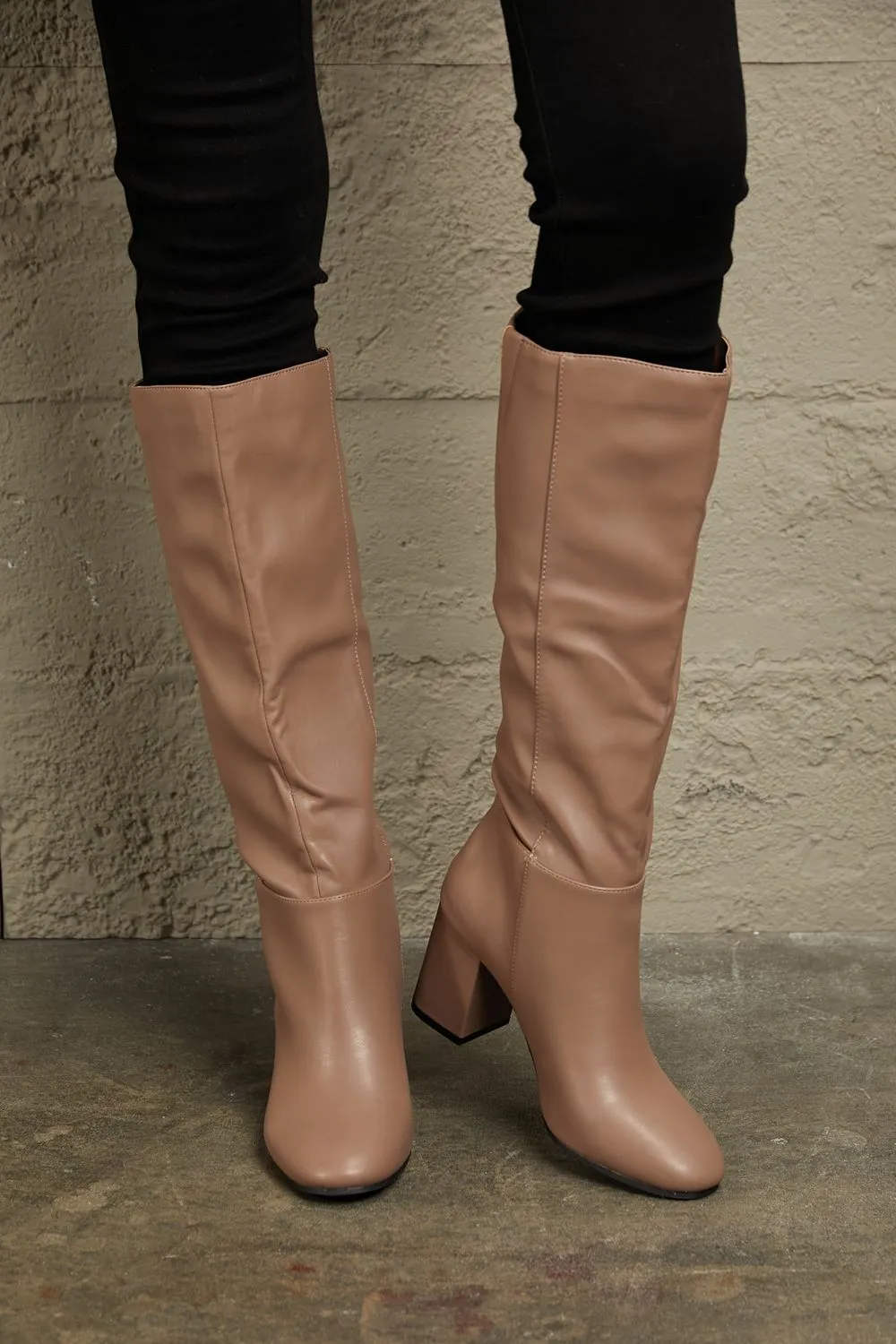 East Lion Corp Block Heel Knee High High Heel Mocha Brown Chic Winter Fall Boots
