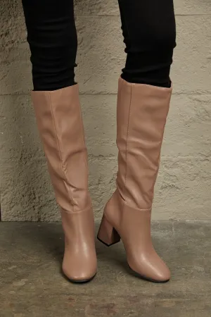 East Lion Corp Block Heel Knee High High Heel Mocha Brown Chic Winter Fall Boots