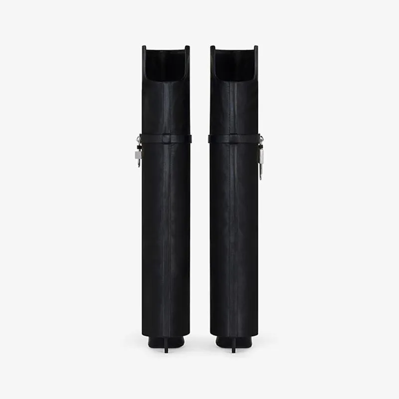 Elegant Black Calfskin Over-The-Knee Boots