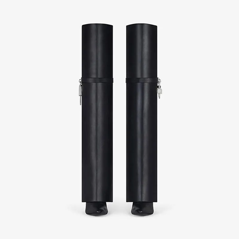 Elegant Black Calfskin Over-The-Knee Boots
