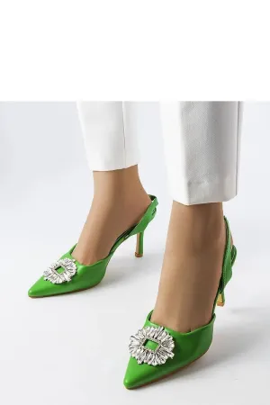 Elegant green pumps with zircons