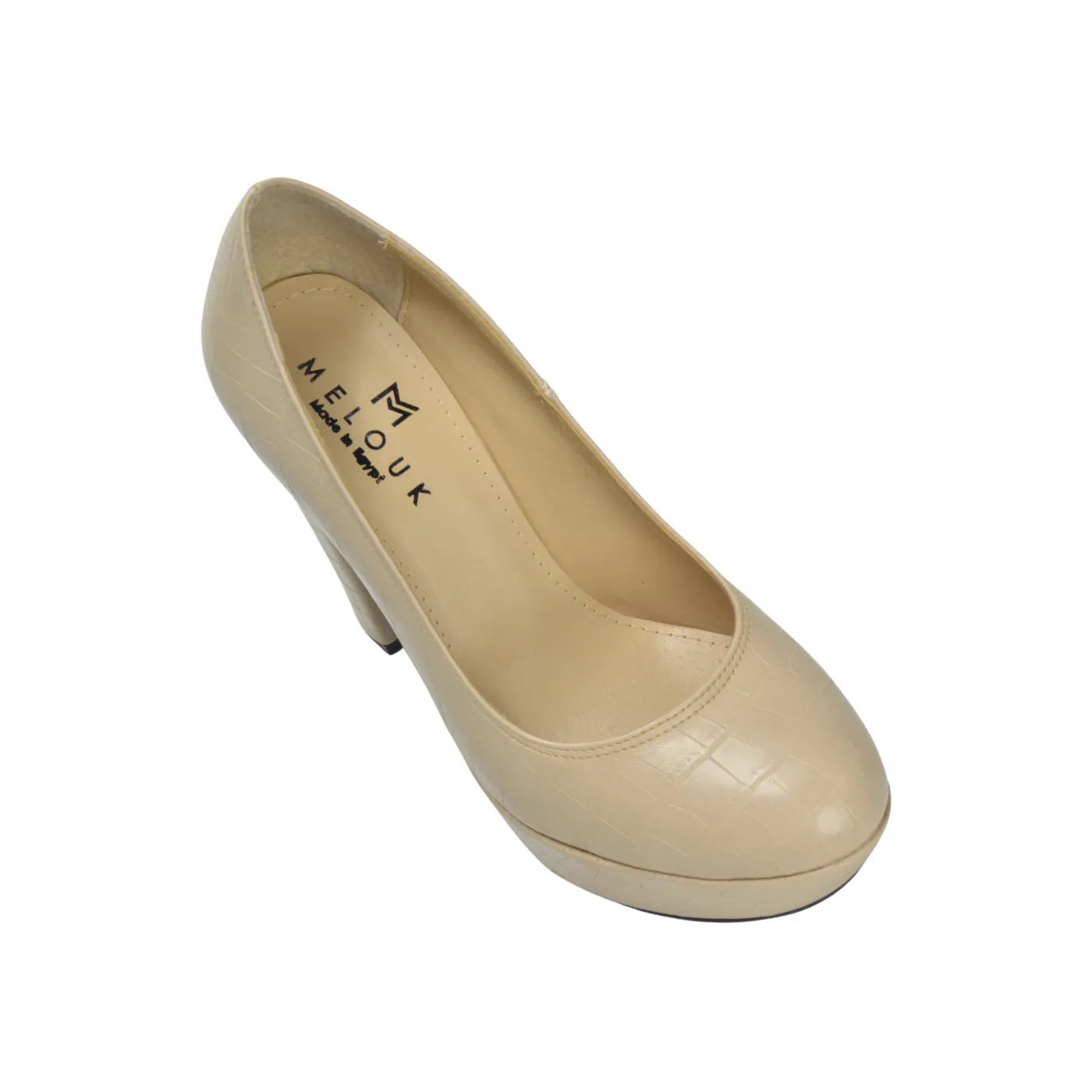 Elegant Leather High Heels Shoe Beige