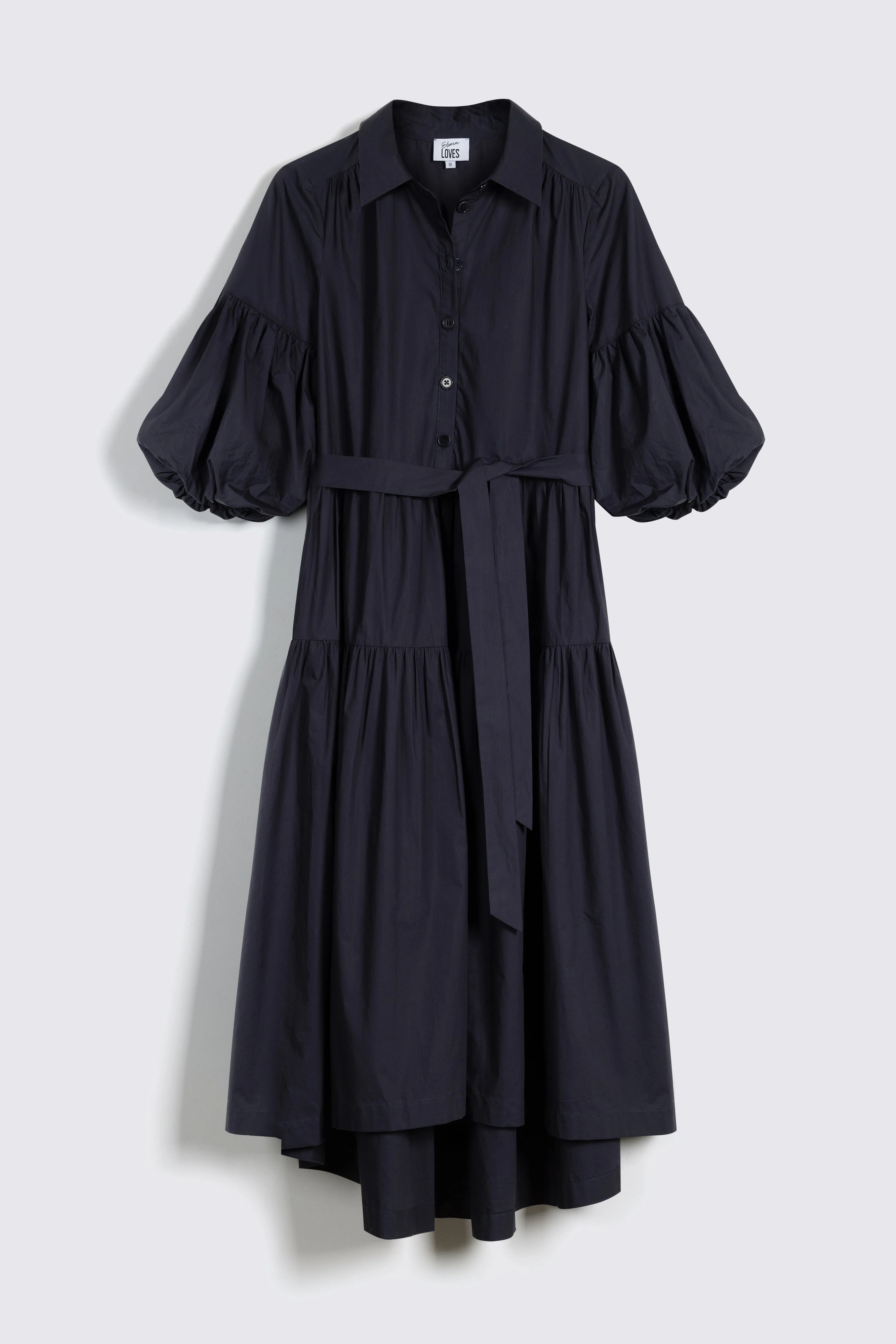 Elise Balloon Sleeve Dress (Washed Black)