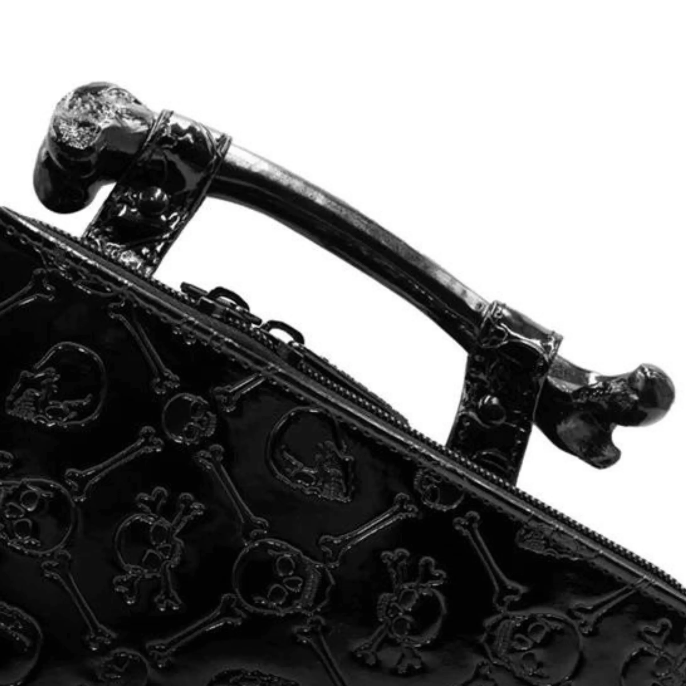 Embossed Patent Skull Crossbones Coffin Purse Bag