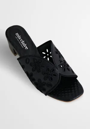 Emilia Eyelet Design Low Heel Sandals