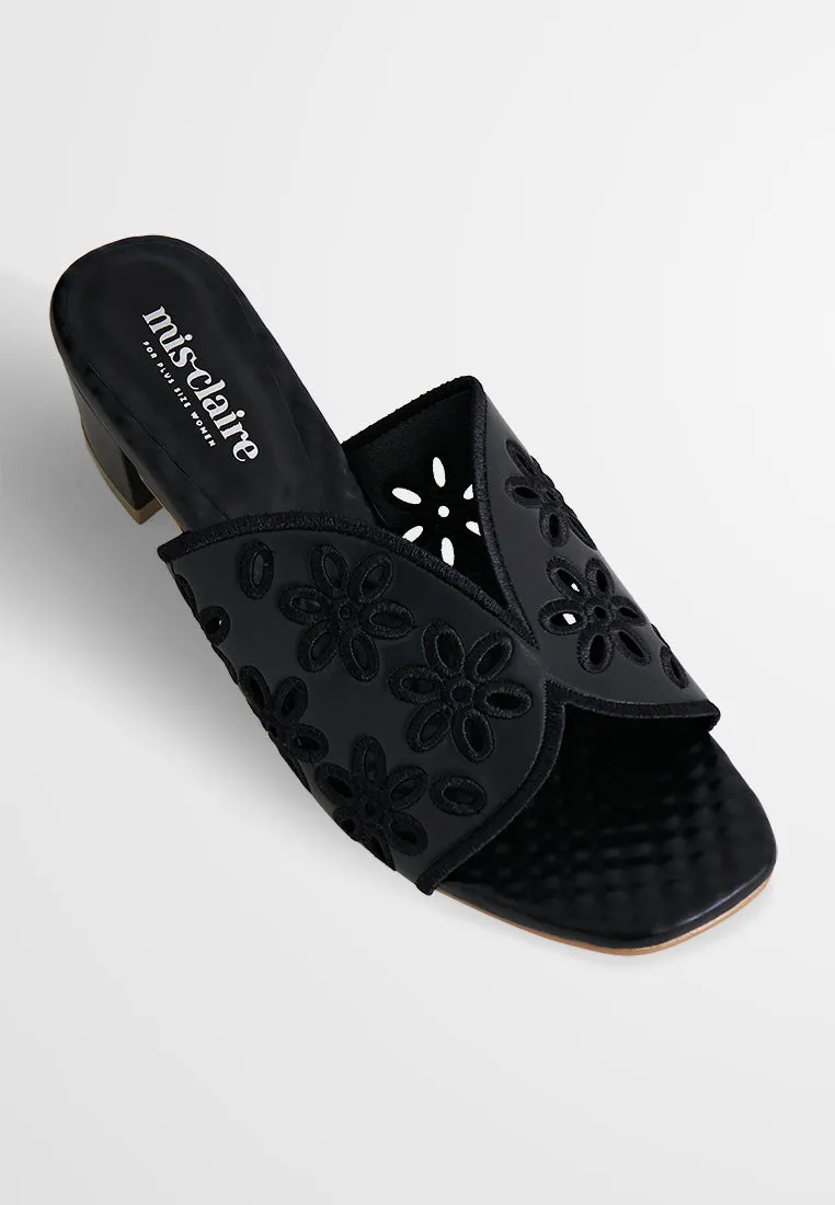 Emilia Eyelet Design Low Heel Sandals