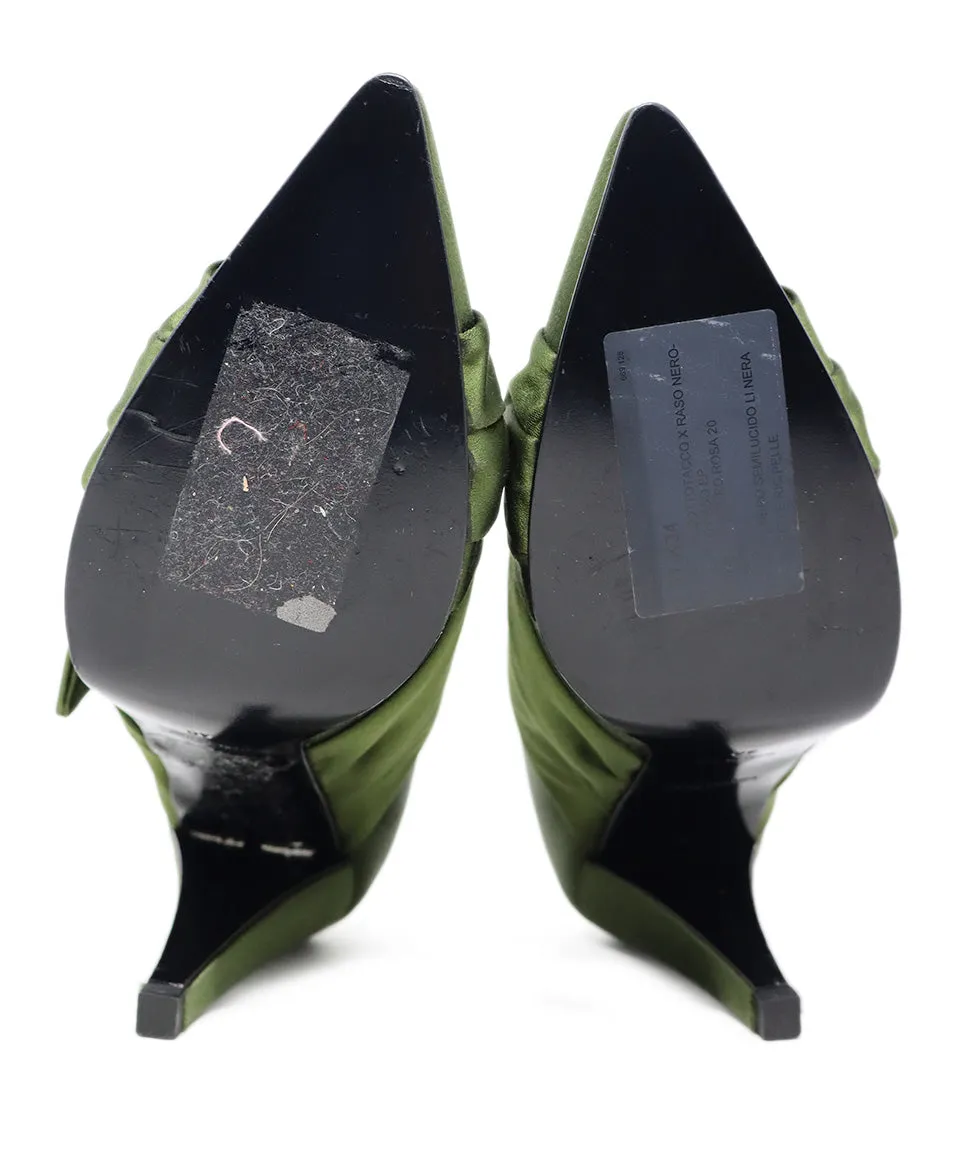 Emilio Pucci Olive Satin Heels sz 10