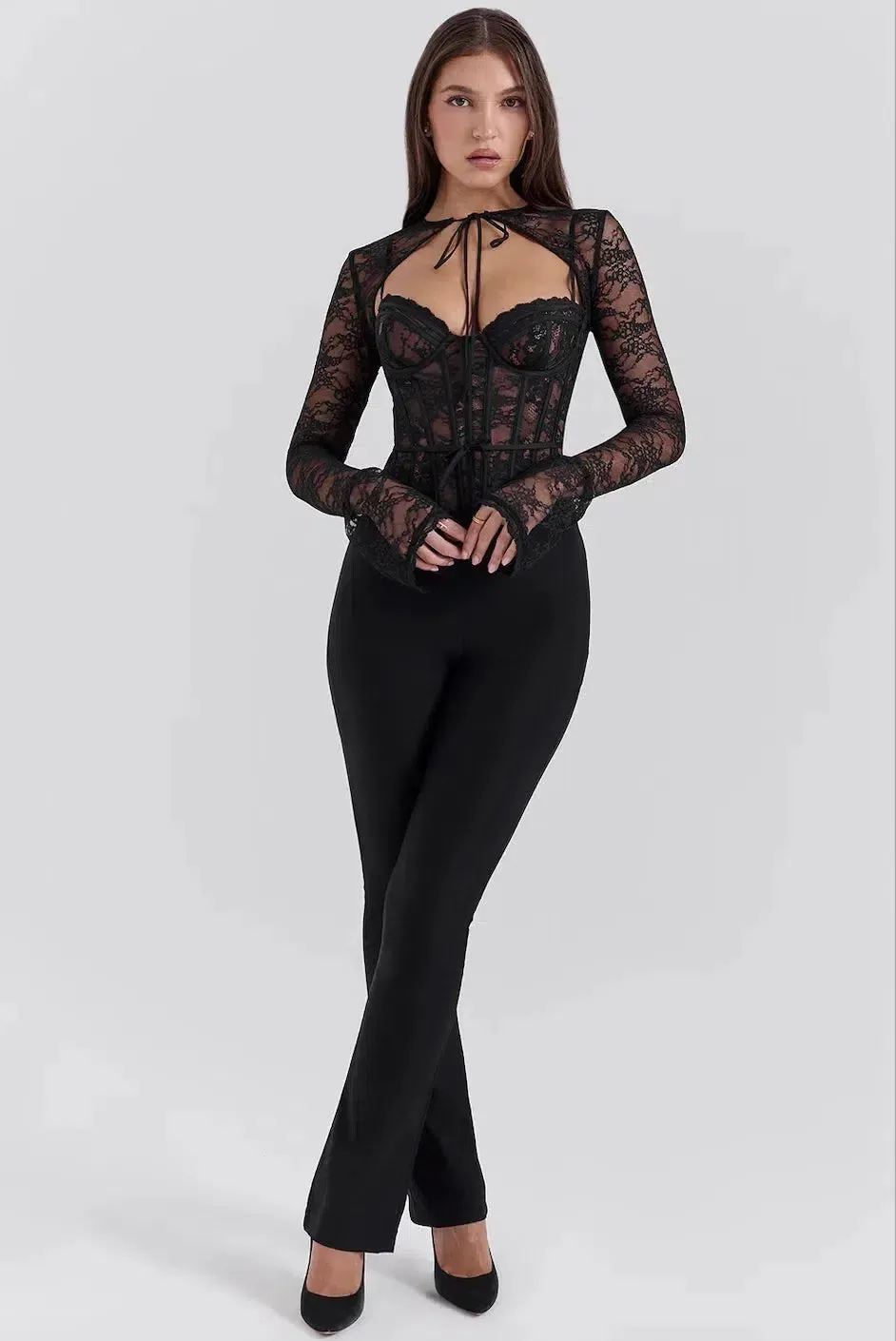 Ettore – Romantic lace – Long-sleeved corset top