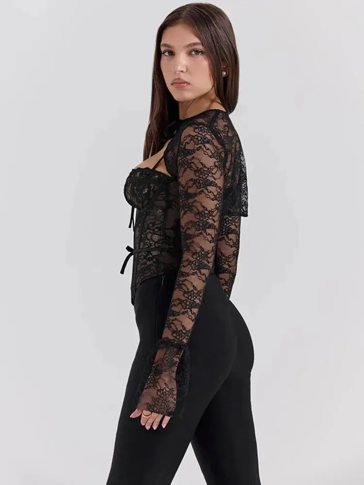 Ettore – Romantic lace – Long-sleeved corset top