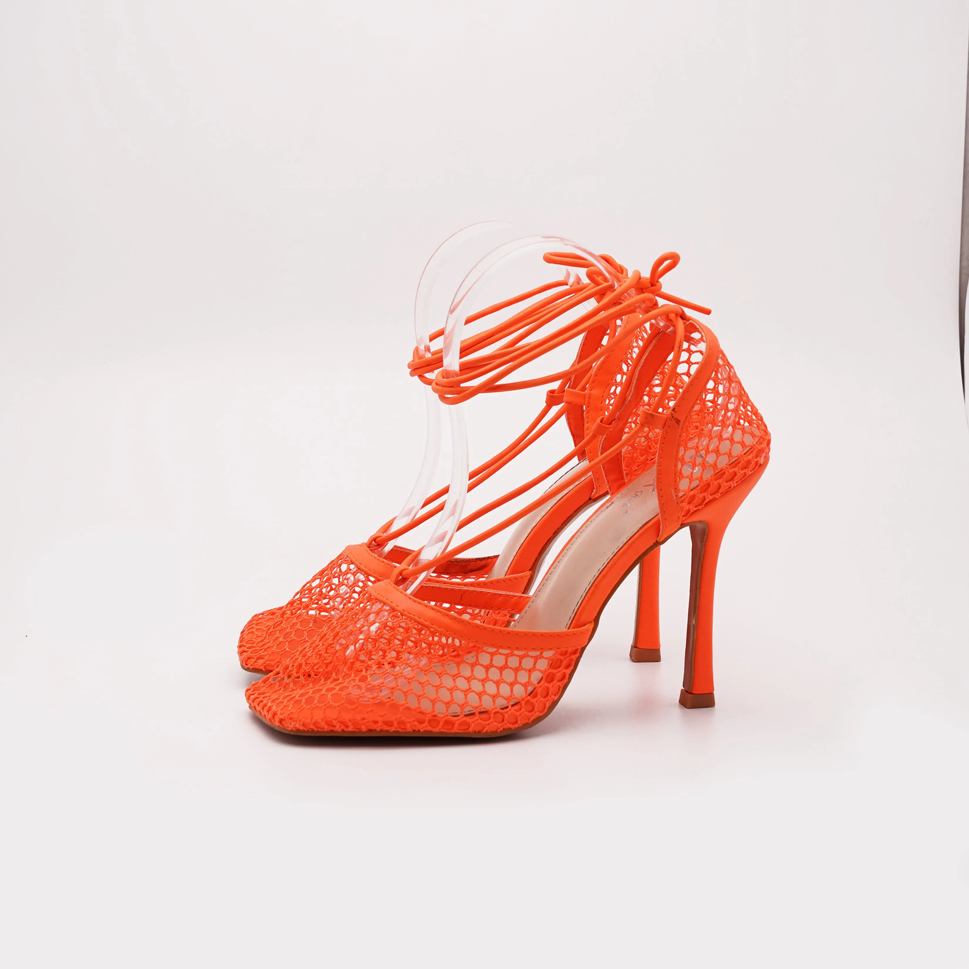 European Lace Up Squared Pointed Heels