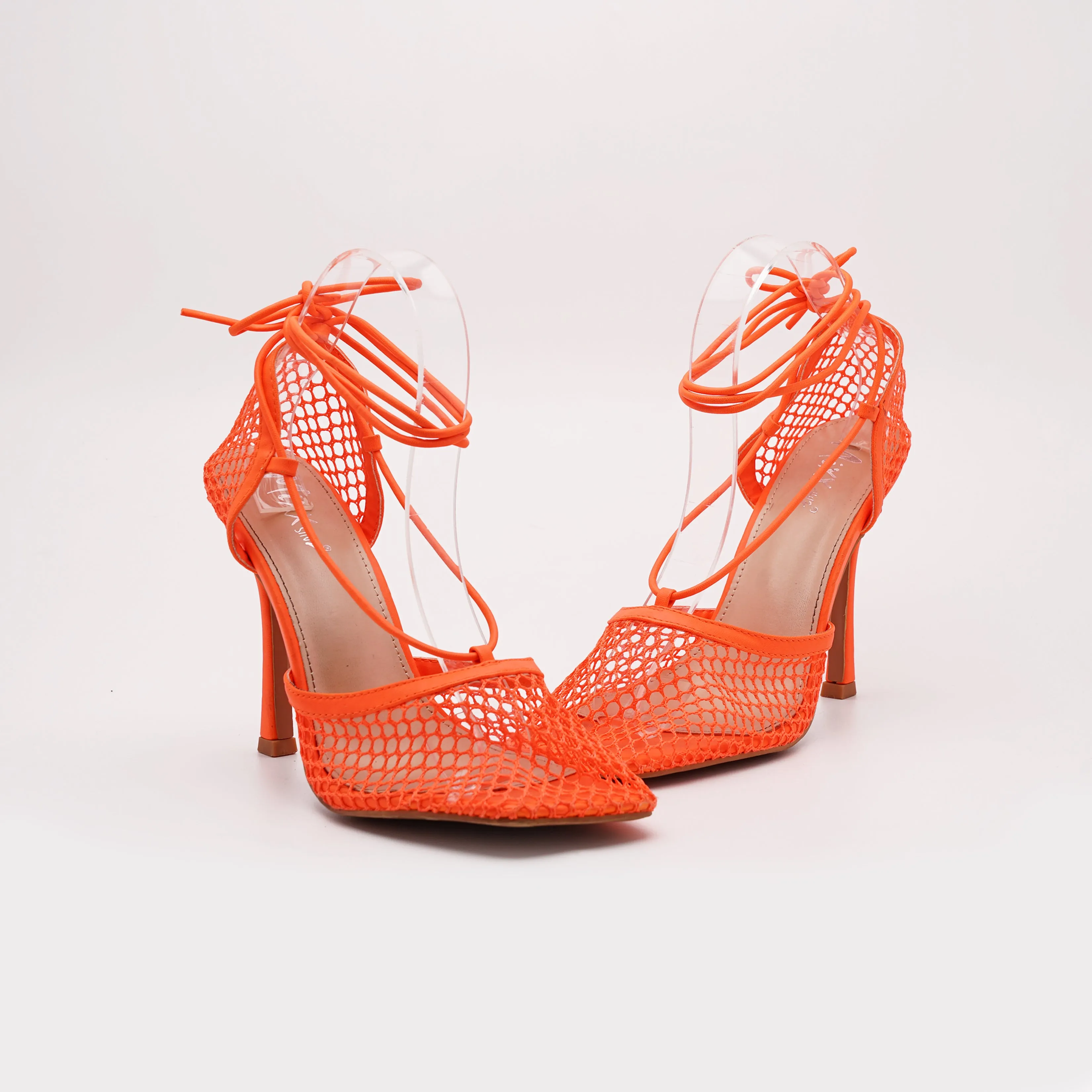 European Lace Up Squared Pointed Heels