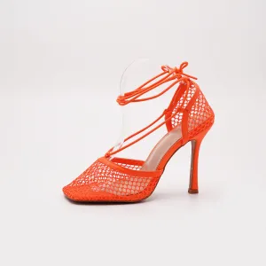 European Lace Up Squared Pointed Heels