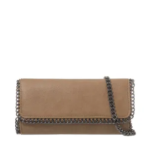 Evie Tan Chain Trim Clutch Bag