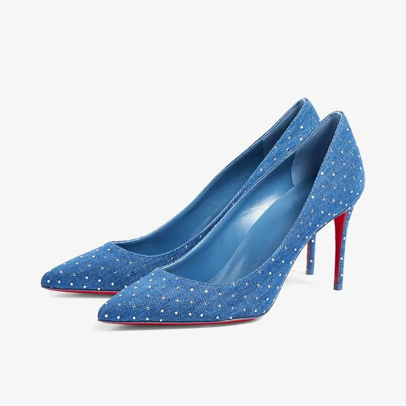 Eye-catching Blue Fabric Toe Pumps