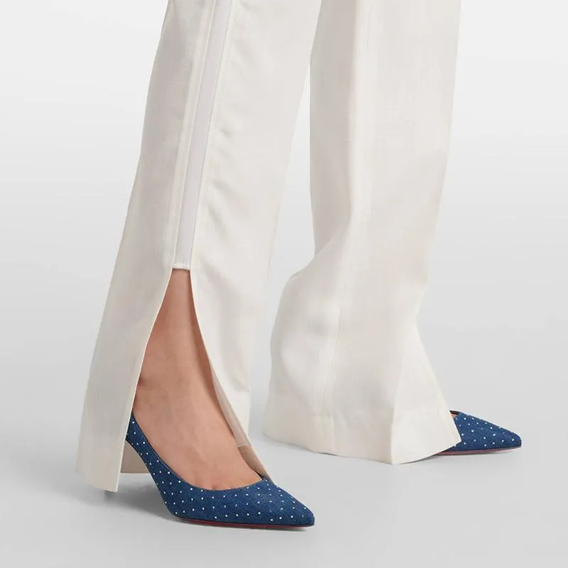 Eye-catching Blue Fabric Toe Pumps