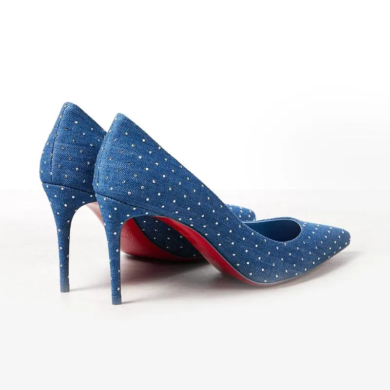 Eye-catching Blue Fabric Toe Pumps