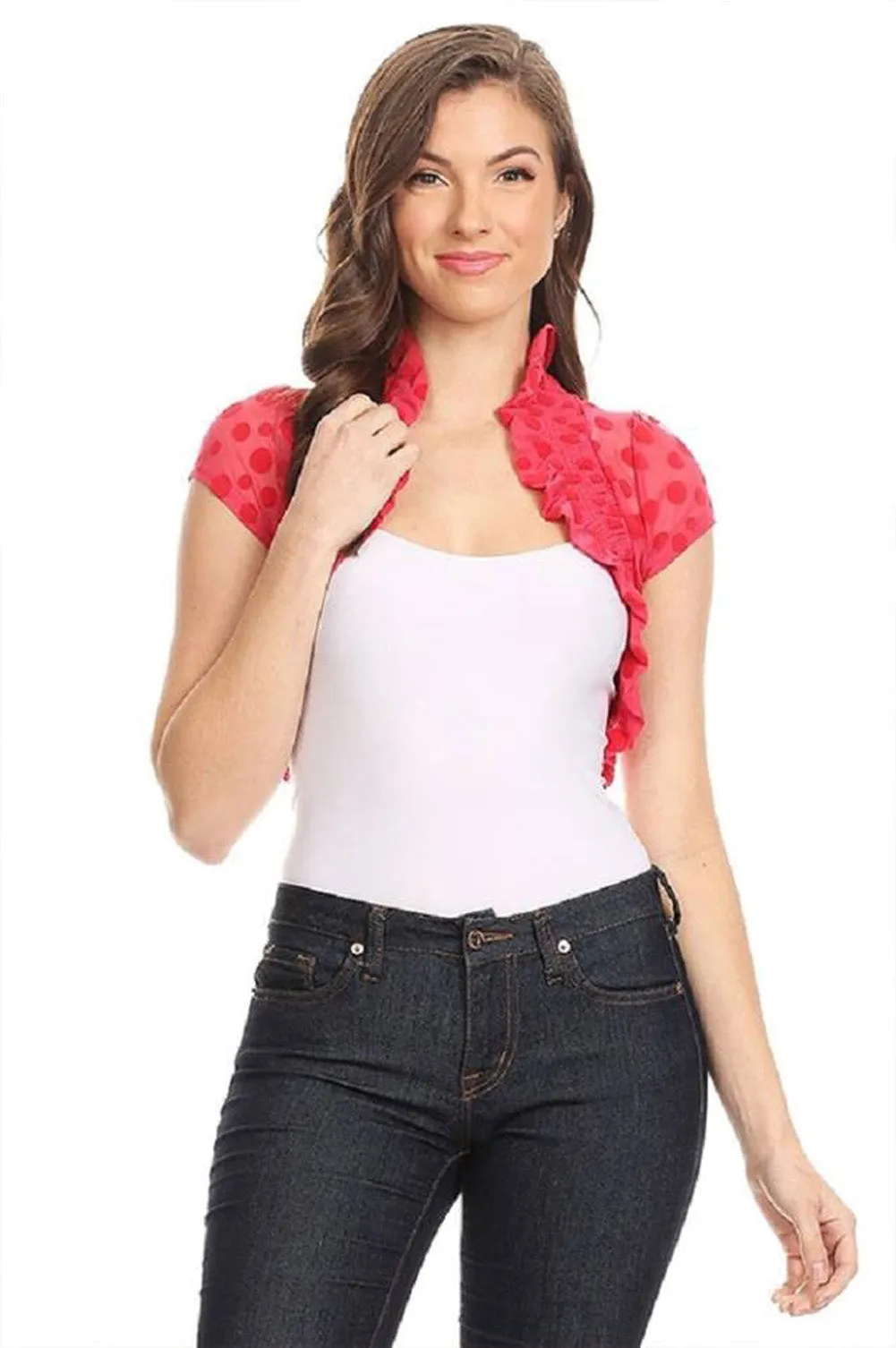 Fashion Secrets Juniors Short Sleeve Lace Bolero Shrug Cardigan