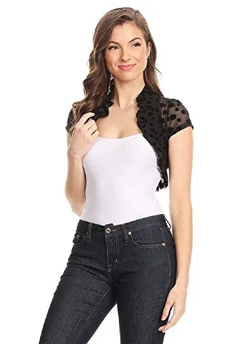 Fashion Secrets Juniors Short Sleeve Lace Bolero Shrug Cardigan