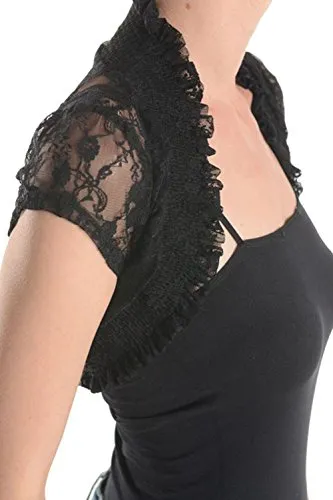 Fashion Secrets Juniors Short Sleeve Lace Bolero Shrug Cardigan