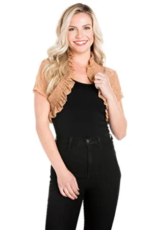 Fashion Secrets Juniors Short Sleeve Lace Bolero Shrug Cardigan