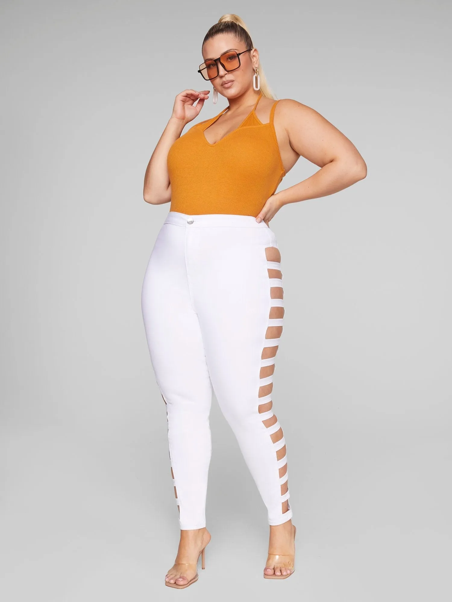 Fashion To Figure - High Rise Skinny Jeans with Side Cutouts