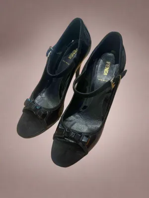 Fendi Patent Leather Heels: Elegant Size 39.5