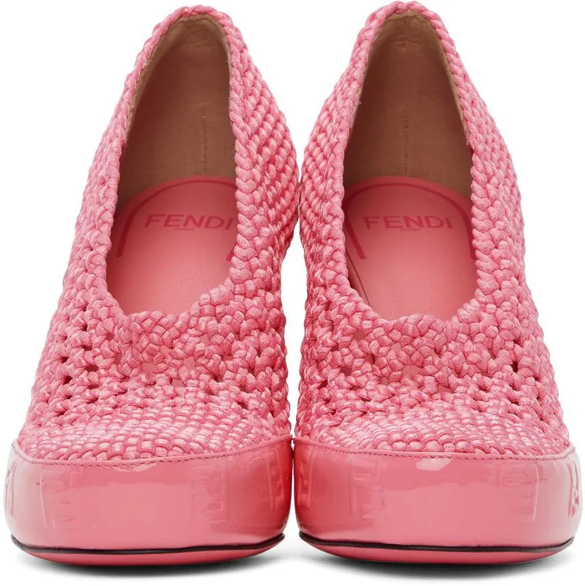 Fendi Pink Knit Stretch Heels