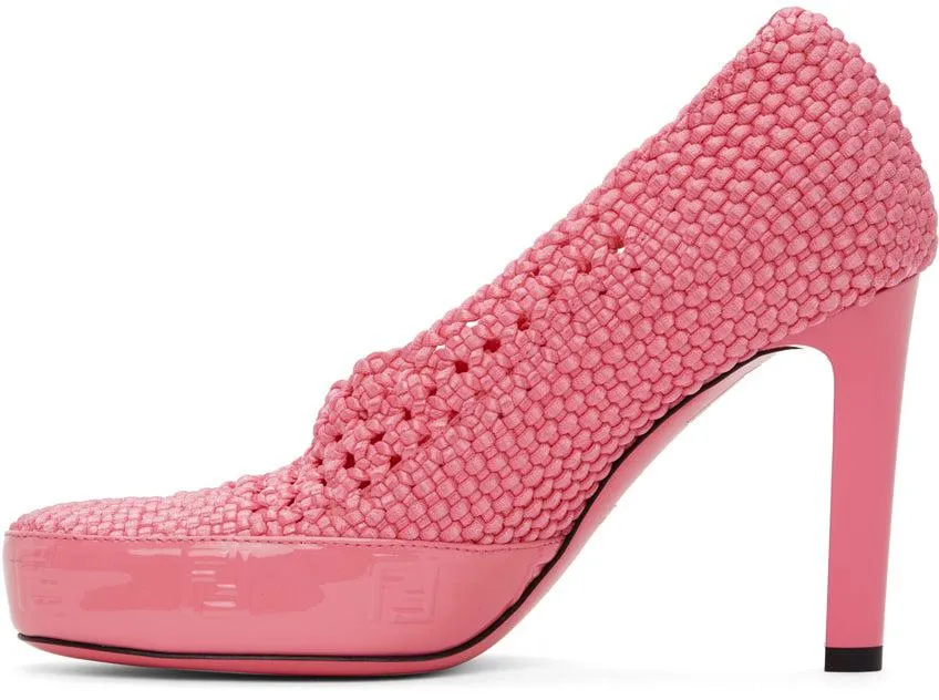 Fendi Pink Knit Stretch Heels