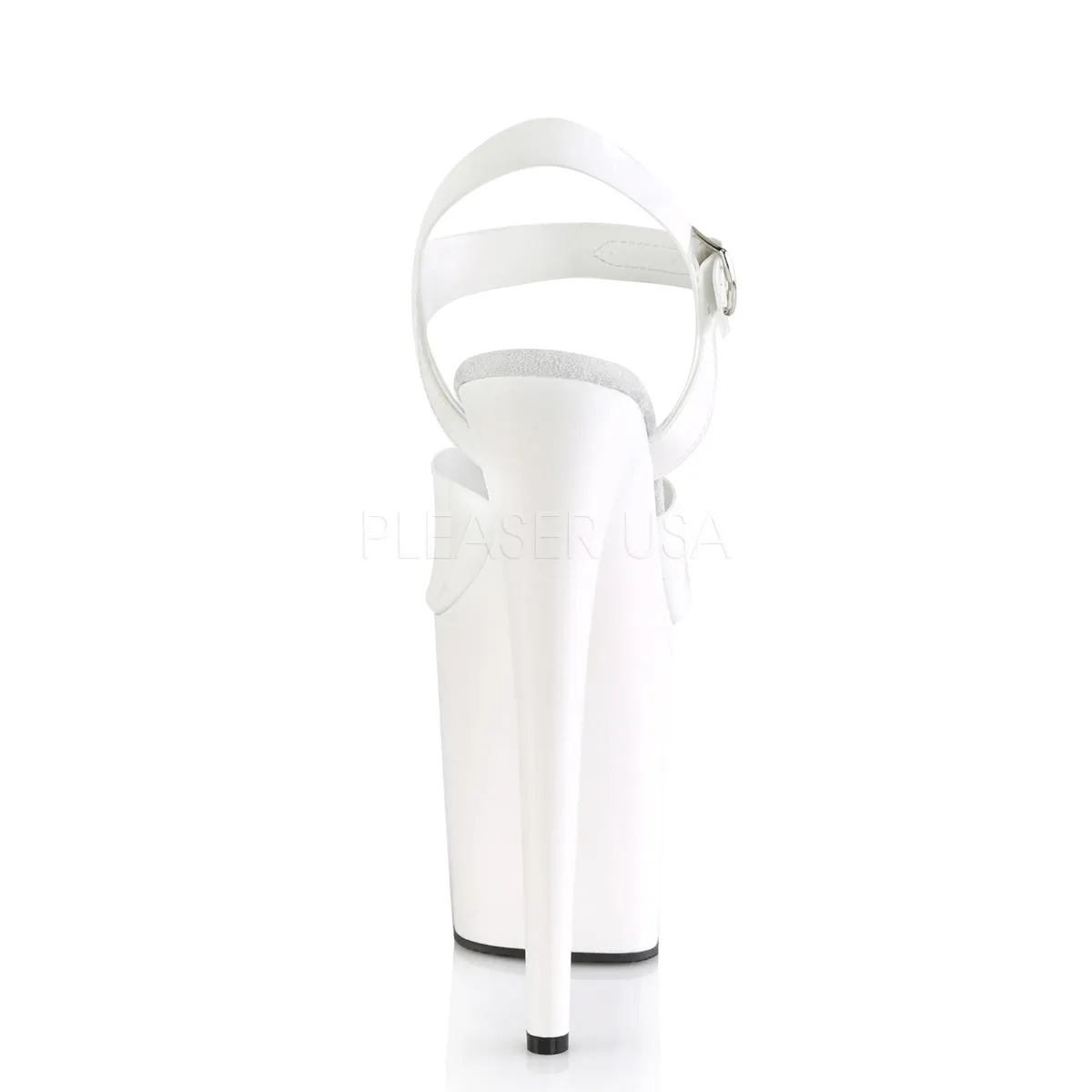 Flamingo 808N Jelly-like and Pole Sticky White Patent 8" Pole Dance Heels