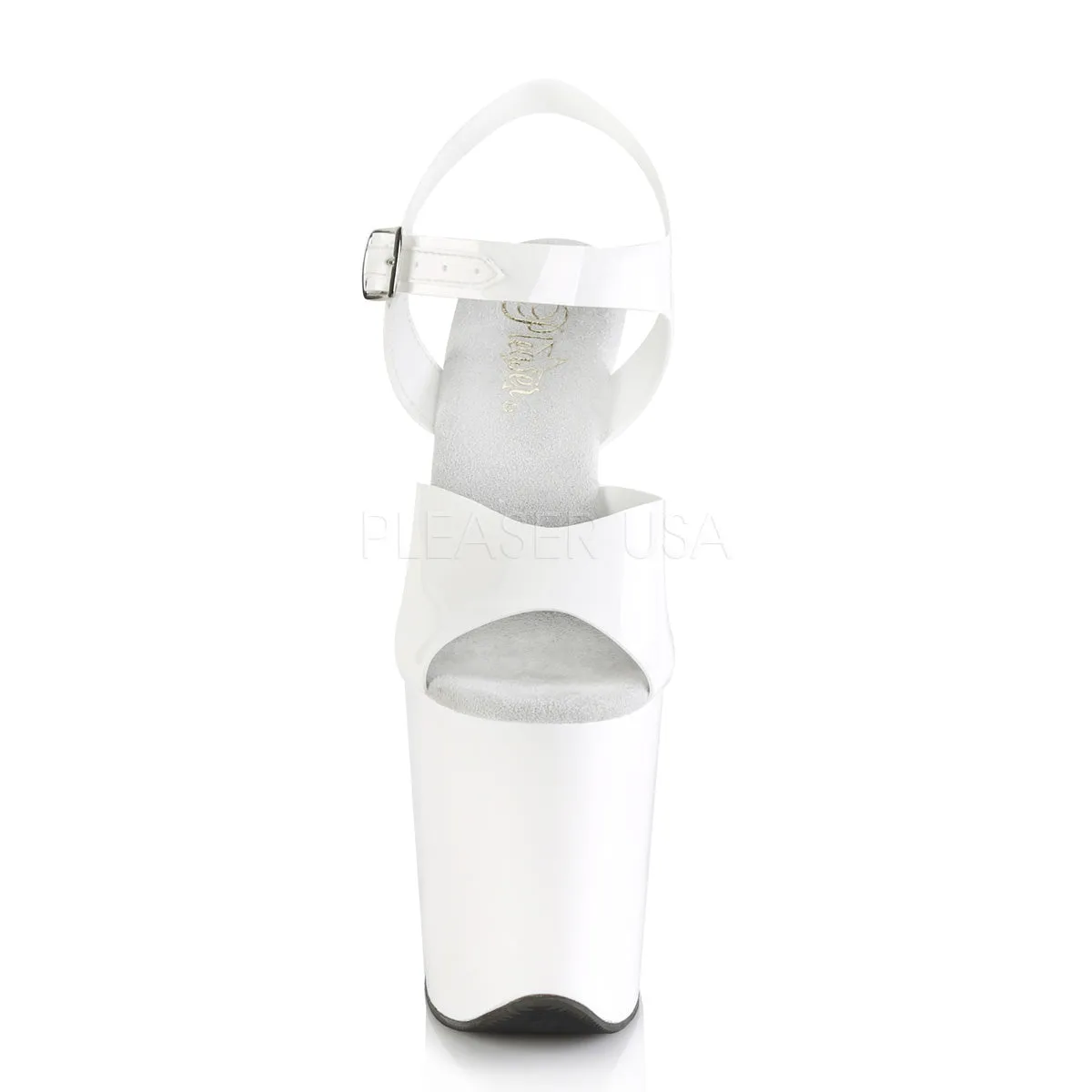 Flamingo 808N Jelly-like and Pole Sticky White Patent 8" Pole Dance Heels