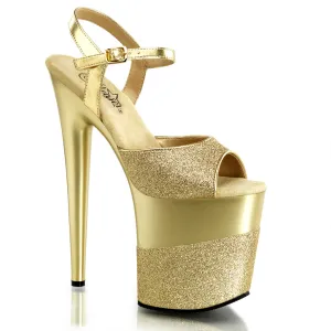 FLAMINGO-809-2G Metallic  Gold Glitter Platform Exotic Dancer Shoes