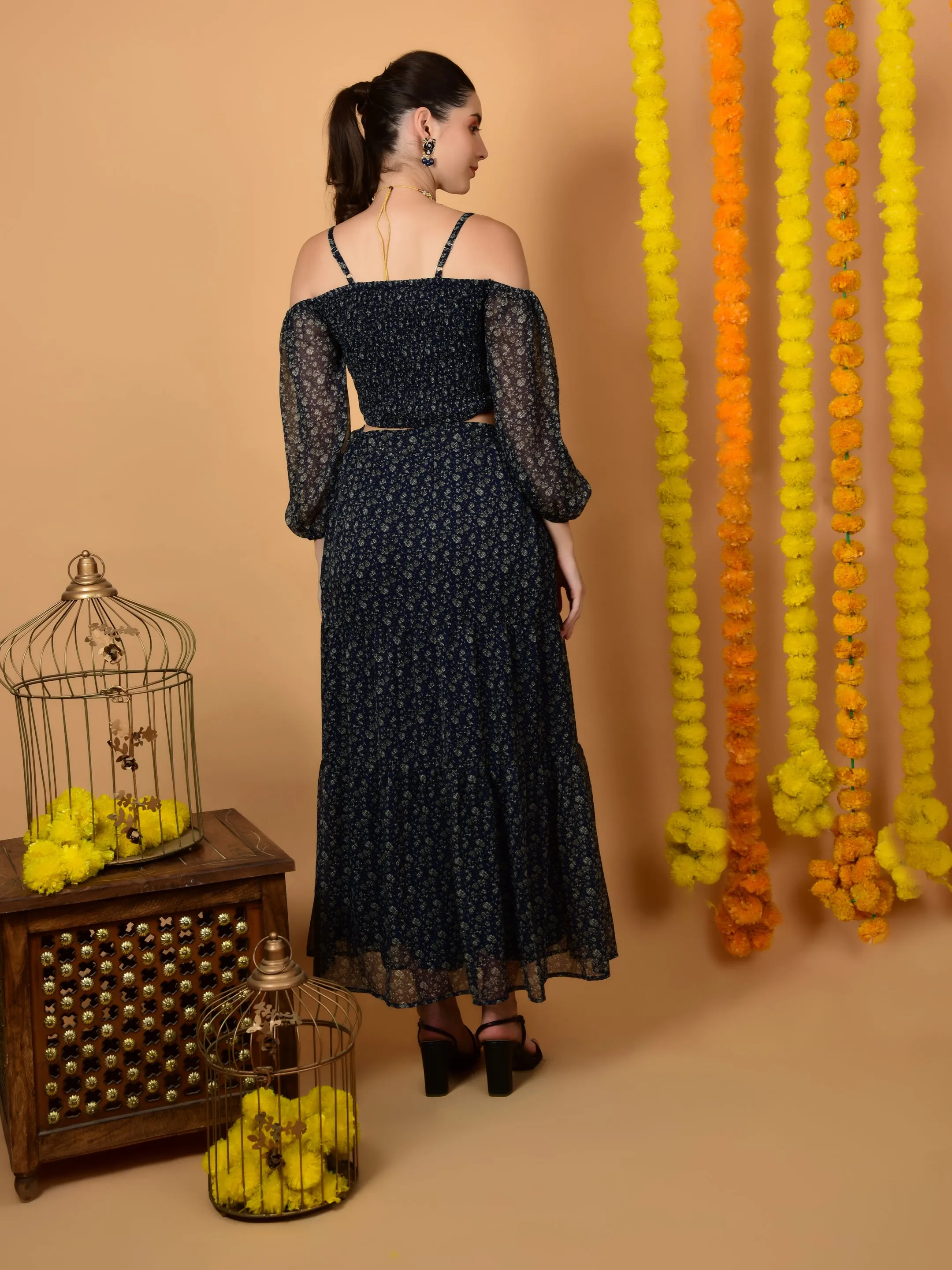 Flawless Trendy Navy Print Co-ord Set For Women | TIMITHY