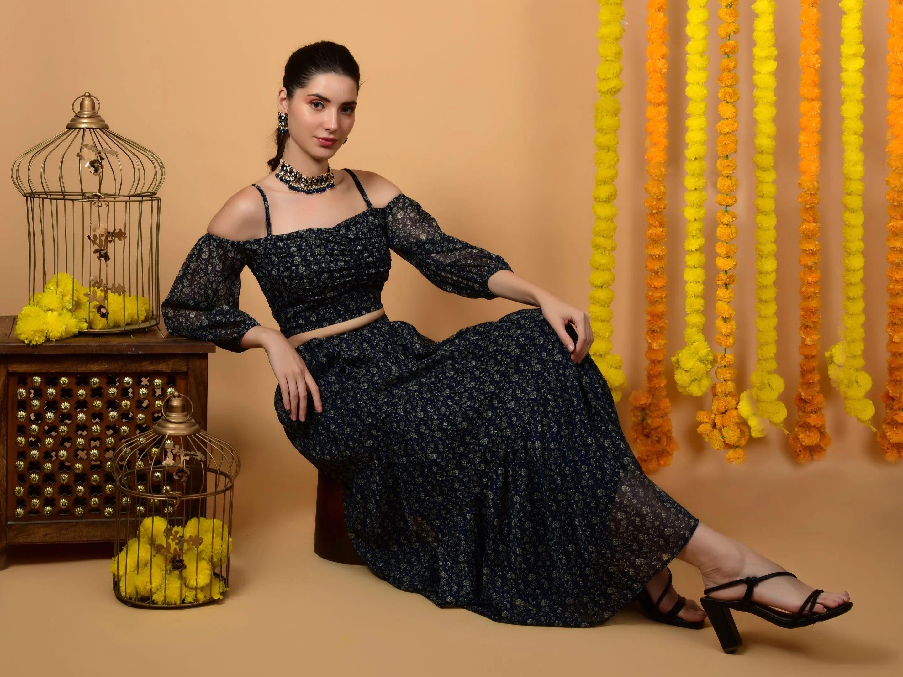 Flawless Trendy Navy Print Co-ord Set For Women | TIMITHY