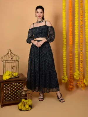 Flawless Trendy Navy Print Co-ord Set For Women | TIMITHY