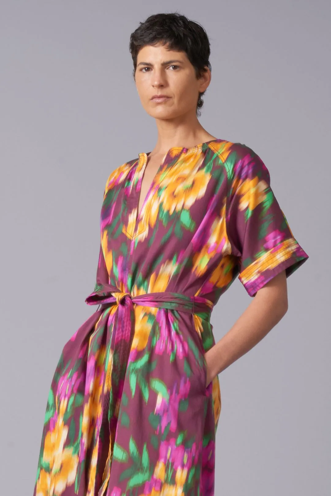 Fleur Sateen Belted Dress